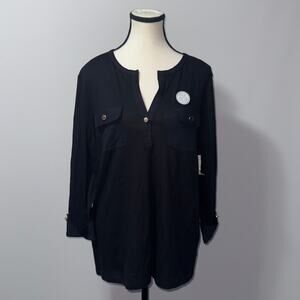 Charter club pima cotton black blouse women’s size large